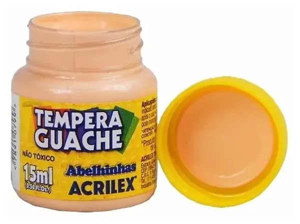 CAIXA DE TINTA GUACHE AMARELO PESSEGO 15ML COM 12 UNIDADES - ACRILEX