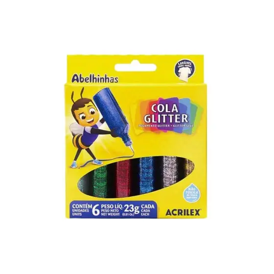 COLA GLITTER 23G 6 CORES - ACRILEX