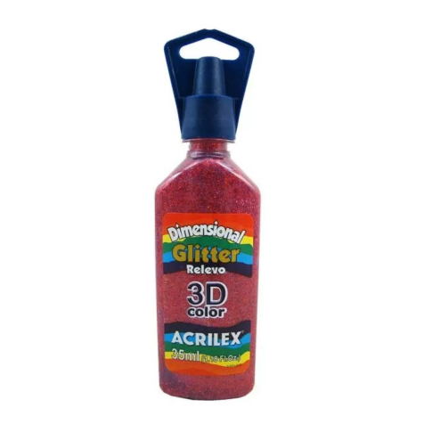 TINTA DIMENSIONAL GLITTER VERMELHO - ACRILEX