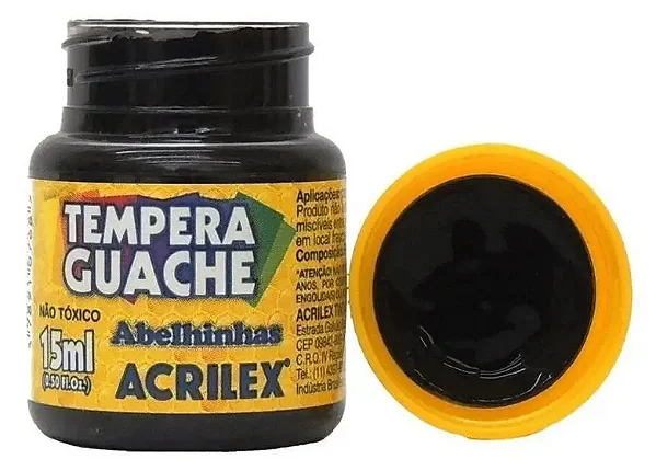 TINTA GUACHE PRETO 15ML - ACRILEX