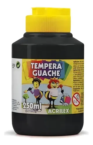 TINTA GUACHE PRETO 250ML - ACRILEX