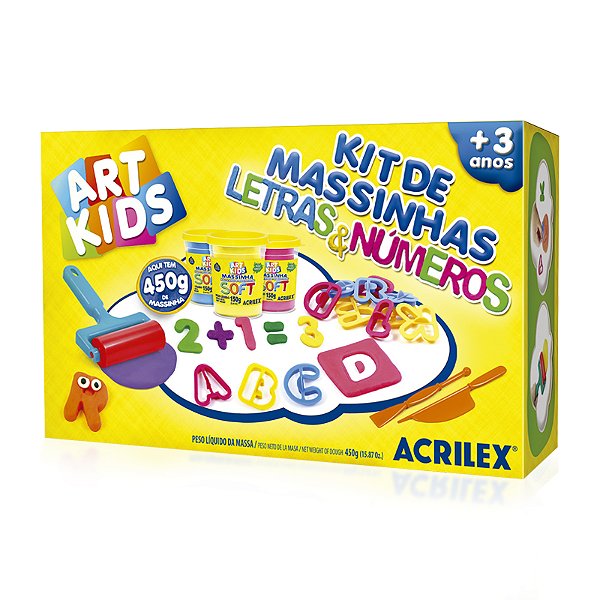 KIT DE MASSINHAS LETRAS E NUMEROS 450G - ART KIDS