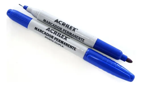 MARCADOR PERMANENTE PONTA DUPLA AZUL - ACRILEX