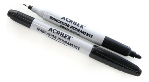 MARCADOR PERMANENTE PONTA DUPLA PRETO - ACRILEX