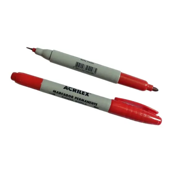 MARCADOR PERMANENTE PONTA DUPLA VERMELHO - ACRILEX
