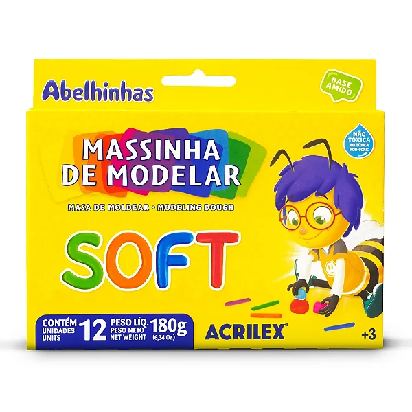 MASSINHA DE MODELAR SOFT CONJ. C/ 12 CORES - ACRILEX