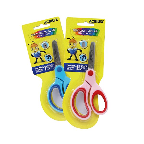 TESOURA ESCOLAR COLORES DIVERSAS - ACRILEX