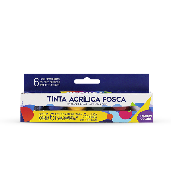 TINTA ACRILICA FOSCA 15ML COM 6 CORES - ACRILEX