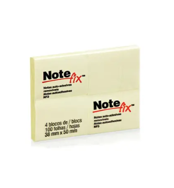 BLOCO ADESIVO NOTEFIX AMARELO COM 100 FOLHAS 38MMX50MM - 3M