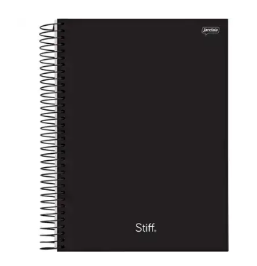 CADERNO ESPIRAL CAPA DURA 1/4 COM 80 FOLHAS STIFF PRETO SLIM - JANDAIA