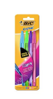 CANETA ESF. FASHION SHIMMERS COM 04 CORES 1.2MM - BIC