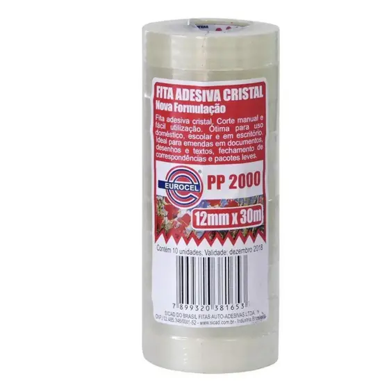 FITA ADESIVA TRANSPARENTE 12MMX30M - EUROCELL
