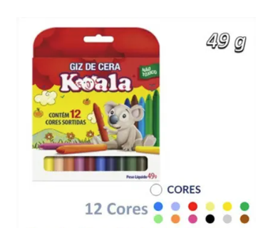 GIZ DE CERA COM 12 CORES - KOALA