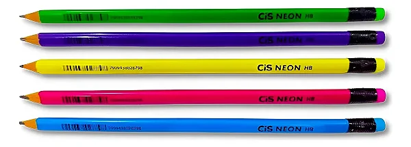LAPIS DE ESCREVER SEXTAVADO NEON C/ BORRACHA - CIS