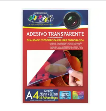 PAPEL ADESIVO TRANSPARENTE 120G - OFF PAPER - A4