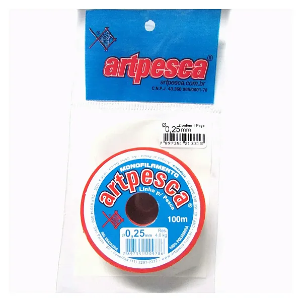 LINHA DE NYLON COR BRANCA 0.25MM COM 100M - ARTPESCA