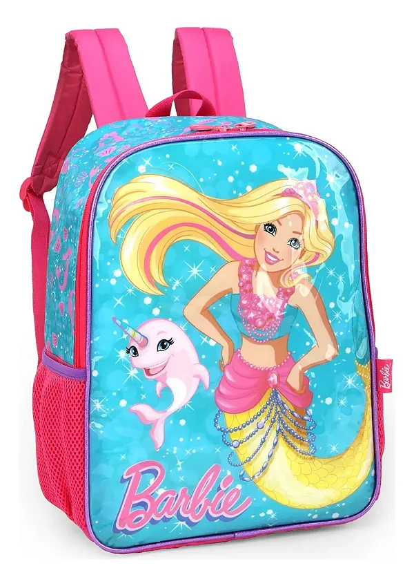 MOCHILA DE COSTA BARBIE SEREIA UNICORNIO VERDE - LUXCEL