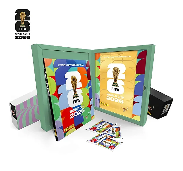 Copa Do Mundo 2026 - BOX Luva Premium Torcida - 1 Álbum Capa Dura Ouro + 40 Envelopes - FIFA WORLD CUP 2026™️