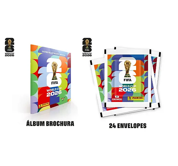 Copa Do Mundo 2026 - Kit Com Álbum Capa Cartão + 24 Envelopes - FIFA WORLD CUP 2026™️