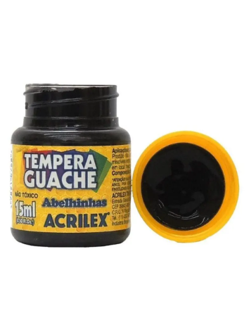 CAIXA DE TINTA GUACHE PRETO 15ML COM 12 UNIDADES - ACRILEX