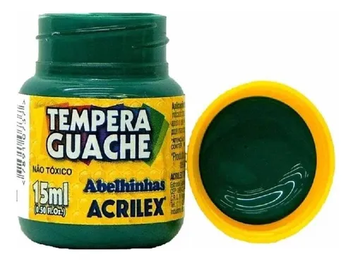 CAIXA DE TINTA GUACHE VERDE BANDEIRA COM 12 UNIDADES  15ML - ACRILEX