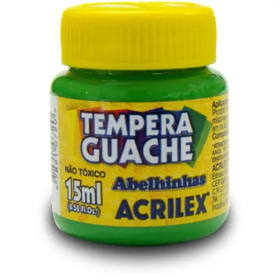 CAIXA DE TINTA GUACHE VERDE FOLHA 15ML COM 12 UNIDADES - ACRILEX