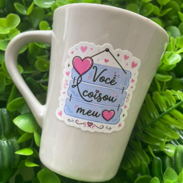 CANECA DE LOUÇA VOCÊ COISOU MEU CORAÇÃO DTF PERSONALIZADO