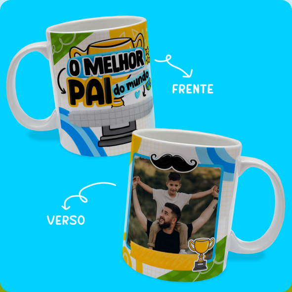 CANECA DE LOUÇA MELHOR PAI DO MUNDO (NOME)  PERSONALIZADO