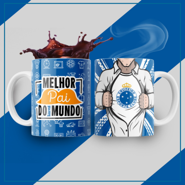 CANECA DE LOUÇA MELHOR PAI  DO MUNDO TIME CRUZEIRO PERSONALIZADO