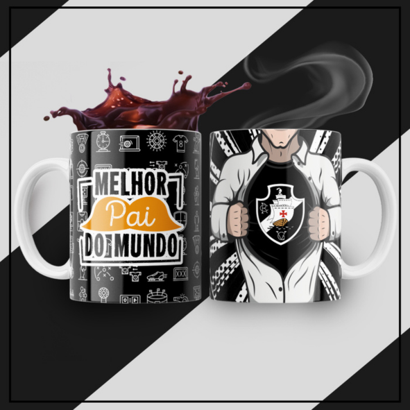 CANECA DE LOUÇA MELHOR PAI  DO MUNDO TIME VASCO PERSONALIZADO