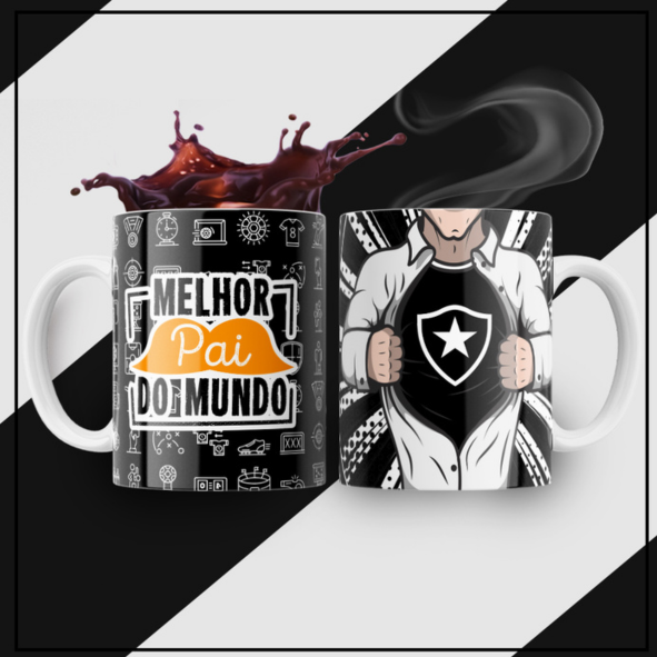 CANECA DE LOUÇA MELHOR PAI  DO MUNDO TIME BOTAFOGO PERSONALIZADO