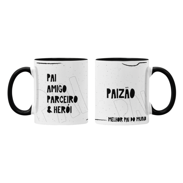 CANECA DE LOUÇA PAI AMIGO PARCEIRO HEROI PERSONALIZADA
