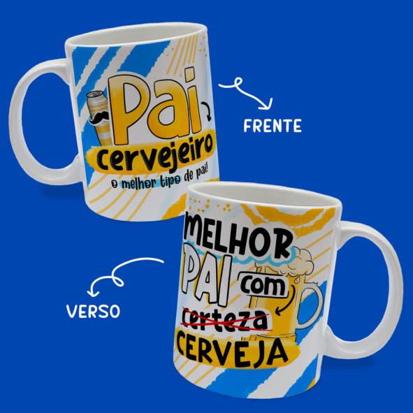 CANECA DE LOUÇA MELHOR PAI COM CERVEJA PERSONALIZADO