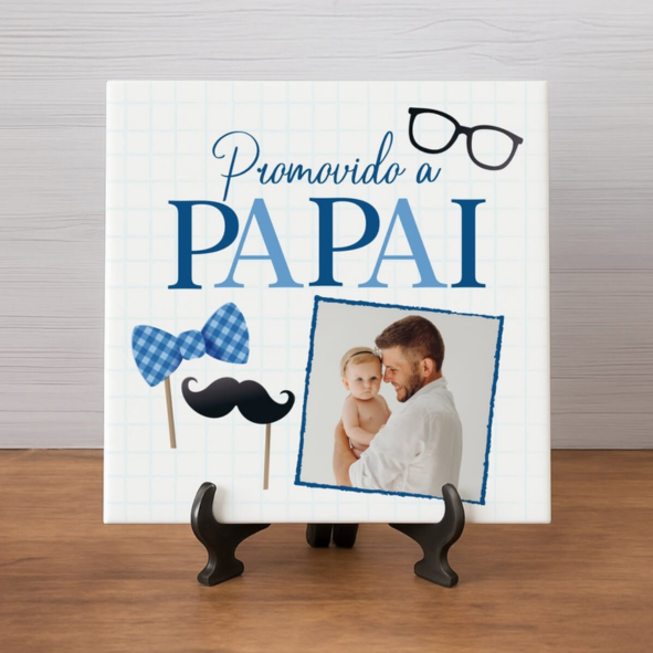 AZULEJO ADIVINHA QUEM VAI SER PAPAI 15X15CM PERSONALIZADO