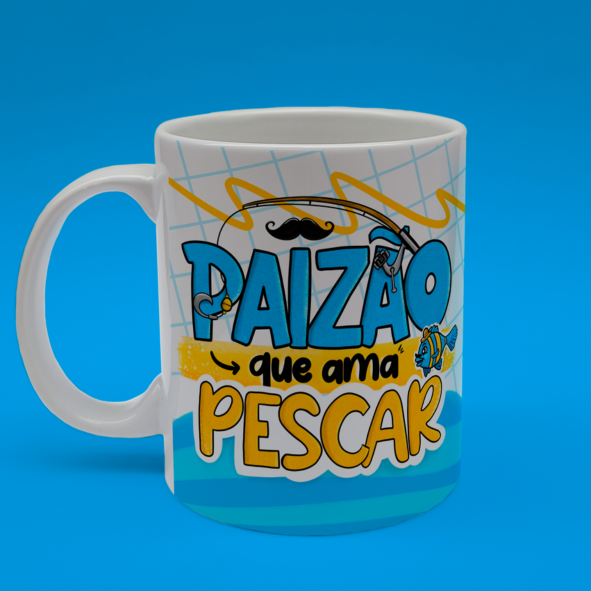 CANECA DE LOUÇA PAIZÃOQUE AMA PESCAR PERSONALIZADO