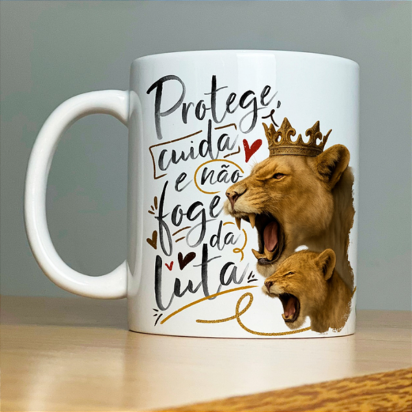 CANECA DE LOUÇA PROTEGE CUIDA E NÃO FOGE DA LUTA PERSONALIZADO