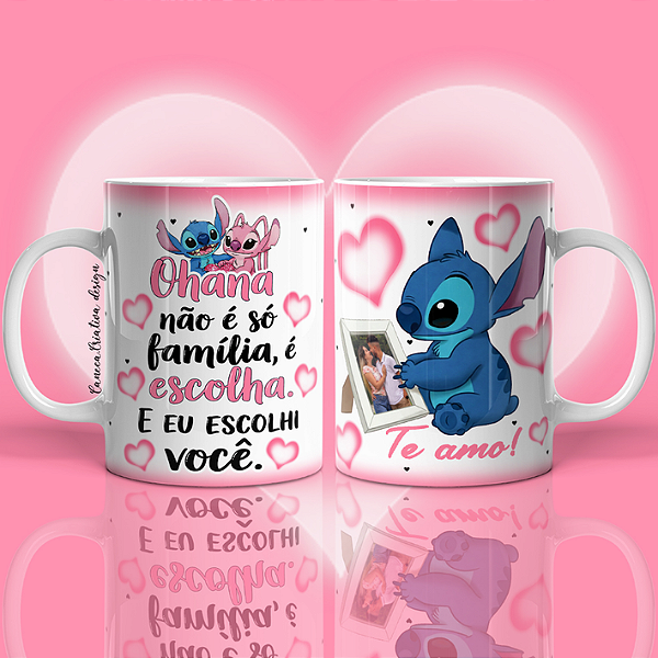 CANECA DE LOUÇA OHANA NÃO É SÓ FAMILIA É ESCOLHA  PERSONALIZADO