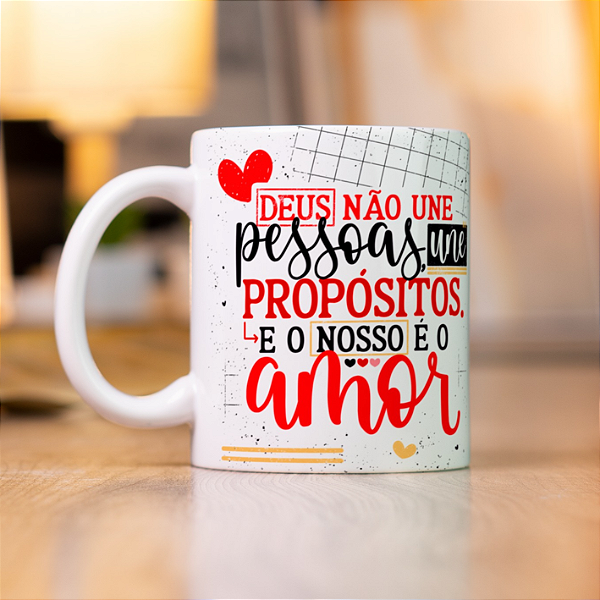 CANECA DE LOUÇA DEUS NAO UNE PESSOAS UNE PROPOSITOS PERSONALIZADO