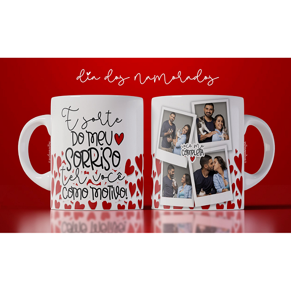 CANECA DE LOUÇA SORTE DO MEU SORRISO TER VOCE COMO MOTIVO PERSONALIZADO