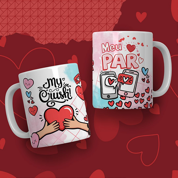 CANECA DE LOUÇA MEU CRUSH MEU PAR PERSONALIZADO