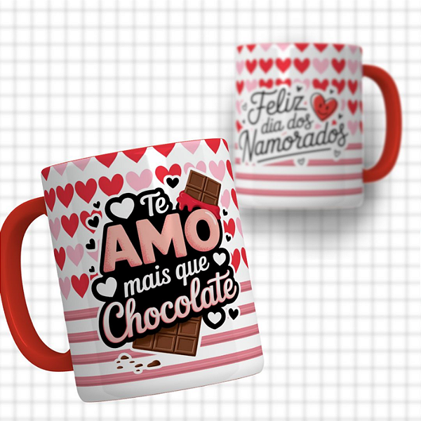 CANECA DE LOUÇA TE AMO MAIS QUE CHOCOLATE PERSONALIZADO