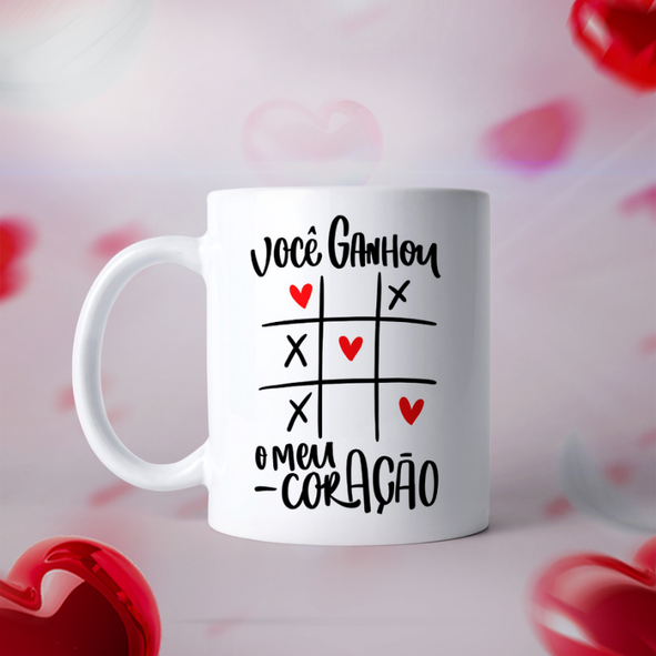 CANECA DE LOUÇA VOCE GANHOU MEU CORACAO PERSONALIZADO