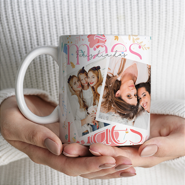 CANECA DE LOUÇA FELIZ DIA DAS MÃES FOTO PERSONALIZADO