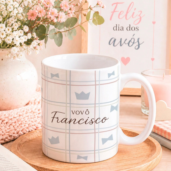 CANECA DE LOUÇA VOVÔ (NOME) PERSONALIZADO