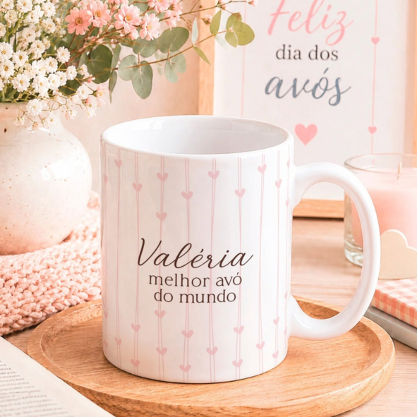 CANECA DE LOUÇA  (NOME) MELHOR AVÓ DO MUNDO PERSONALIZADO