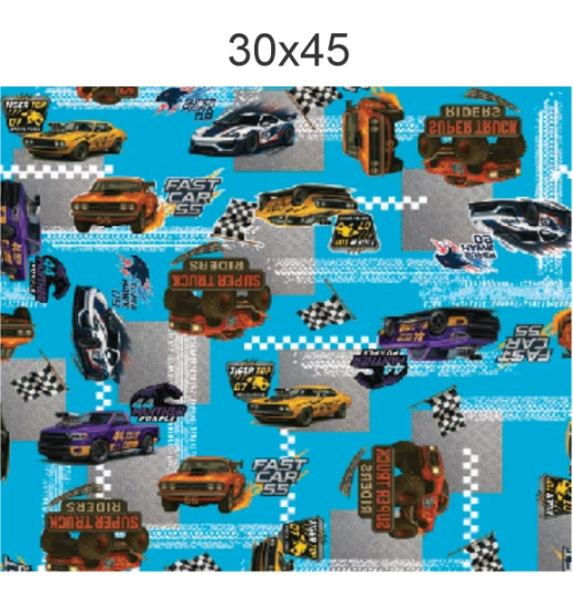 SACO DE PRESENTE INFANTIL CARROS (30X45CM) - EMAPEL