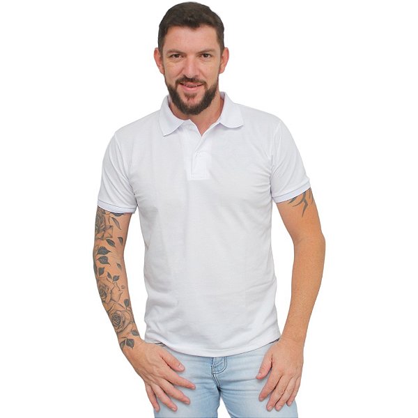 CAMISETAS POLOS PIQUET DE POLIVISCOSE  COR BRANCO