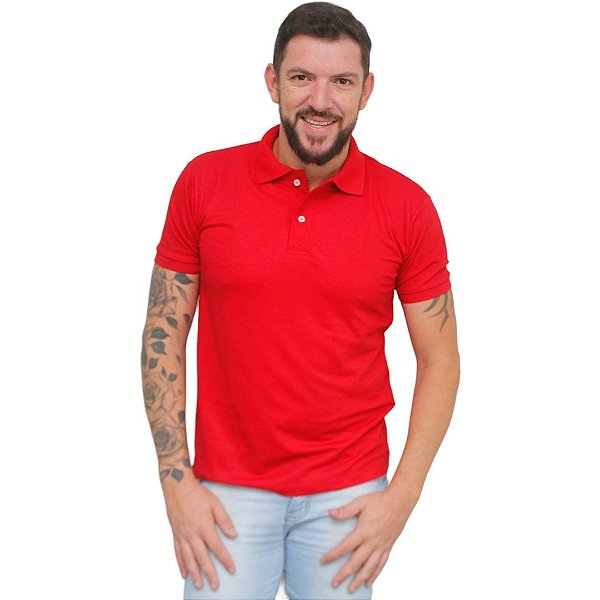 CAMISETAS POLOS PIQUET DE POLIVISCOSE  COR VERMELHO