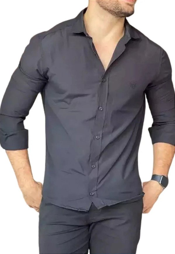 Camisa Manga Longa Basica Preta