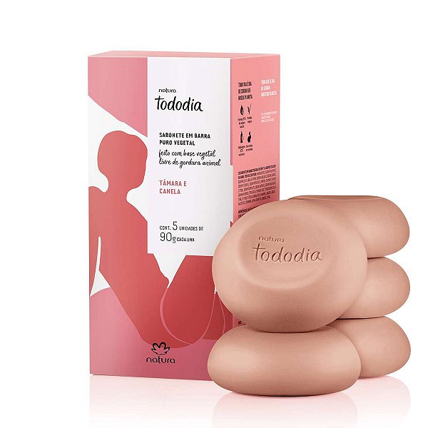 Sabonete em Barra Puro Vegetal Tododia Tâmara e Canela 5 un de 90g